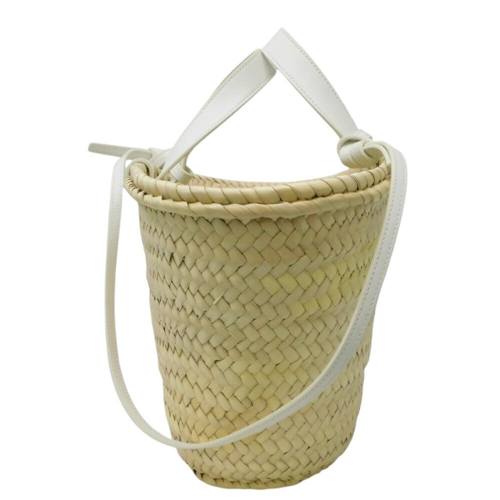 CELINE Triomphe Teen Classic Panier Basket White Raffia Palm Leaf Shoulder Bag - Picture 4 of 7